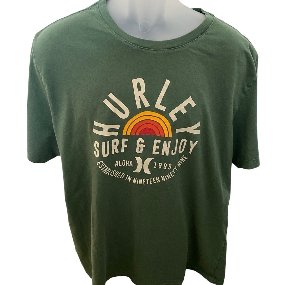 HURLEY “Surf and Enjoy” Green Tee Shirt Men XL